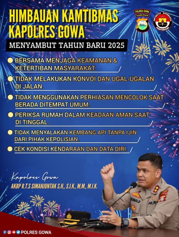 Ini Pesan Kapolres Gowa Jelang Tahun Baru 2025