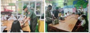 Peduli Gizi Anak Sekolah, Bhabinkamtibmas Bersama Babinsa Pantau Pemberian Makanan Bergizi Kepada Murid SD 